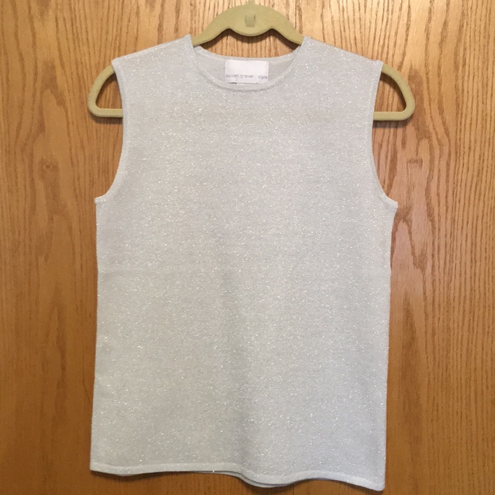 Susan Graver sleeveless knit metallic top.
